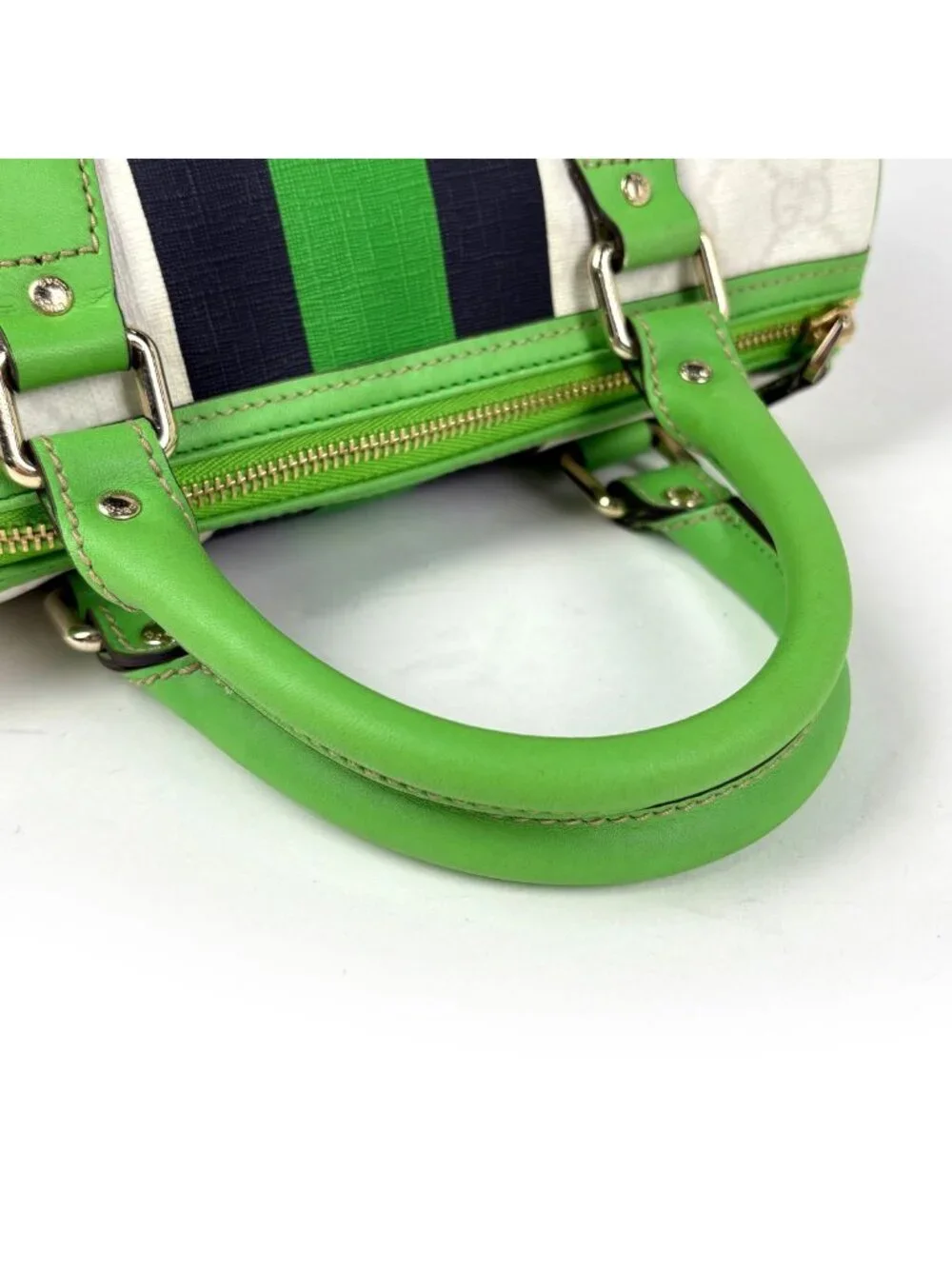 ★SOLD★ Gucci GG Pattern Handbag Joy Line Mini Boston Supreme White Green Black - Picture 8 of 9